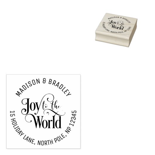 Joy To The World Christmas Feestdagen Gold Script Rubberstempel (Gestempeld)