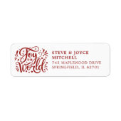 Joy To The World Christmas Feestdagen Red Script Etiket (Voorkant)