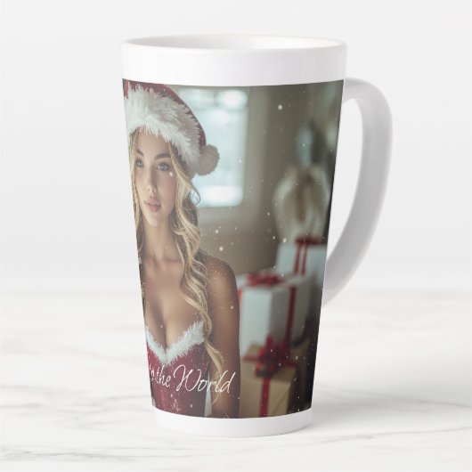 JOY TO THE WORLD - Christmas Santa Girl Latte Mok (Rechterhoek)