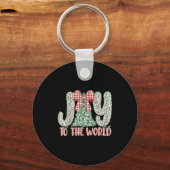 Joy To The World Coquette Bow Christmas Nativity C Sleutelhanger (Voorkant)