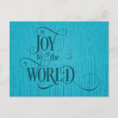 JOY TO THE WORLD Dark Teal Script Christmas Briefkaart (Voorkant)