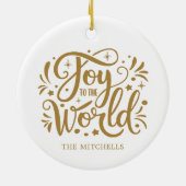 Joy to the World Elegant Gold Script Christelijk Keramisch Ornament (Achterkant)