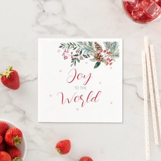 Joy to the World Elegant Greenery Kerstmis Servet (Insitu)