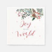 Joy to the World Elegant Greenery Kerstmis Servet (Voorkant)