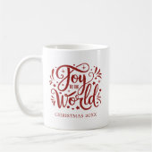 Joy to the World Elegant Red Script Christelijk Koffiemok (Links)