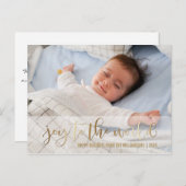 JOY TO THE WORLD GOLD SCRIPT | VAKANTIEFOTO FEESTDAGENKAART (Voorkant / Achterkant)