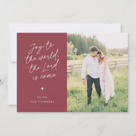 Joy to the World Handwriting Religious Christmas Feestdagenkaart (Voorkant)