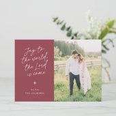 Joy to the World Handwriting Religious Christmas Feestdagenkaart (Staand voorkant)