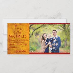 Joy to the World Holiday 8x4 Crimson & Gold Feestdagenkaart