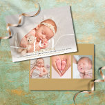 Joy to the World Holiday Nouveau bébé 4 Carte phot<br><div class="desc">Une carte de faire-part de naissance de vacances avec vos 4 photos préférées spéciales,  le nom du bébé et les statistiques de naissance,  et votre message de vacances dans la typographie moderne classique sur un script chic message de joie. Conçu par Thisisnotme©</div>