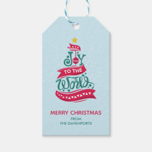 Joy to the World Kerstcitote Typografie Cadeaulabel