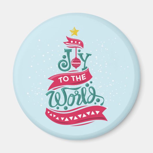 Joy to the World Kerstcitote Typografie Magneet (Voorkant)