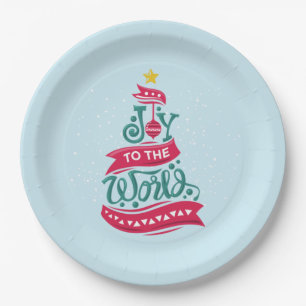 Joy to the World Kerstcitote Typografie Papieren Bordje