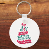 Joy to the World Kerstcitote Typografie Sleutelhanger (Voorkant)