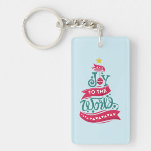 Joy to the World Kerstcitote Typografie Sleutelhanger