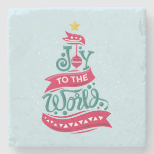 Joy to the World Kerstcitote Typografie Stenen Onderzetter