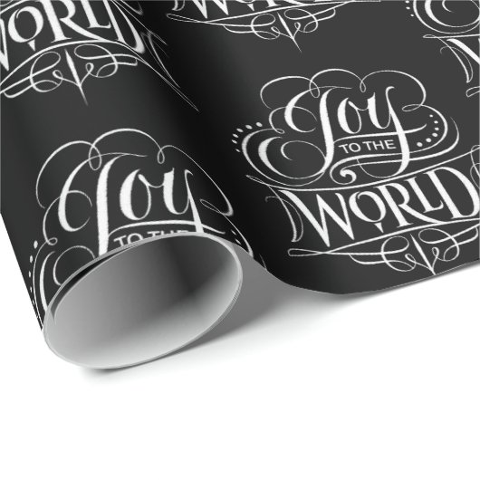 Joy To The World - Kerstkalligrafie Elegant Cadeaupapier (Rol Hoek)