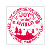 Joy to the World Kerstlandschap Naam Adres Zelfinktende Stempel (Design)