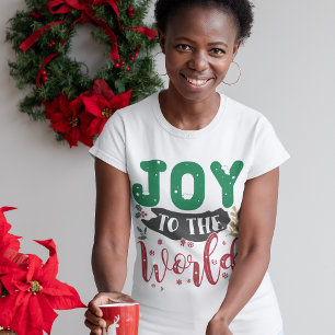 Joy to the World Kerstmis Typography Slogan T-shirt