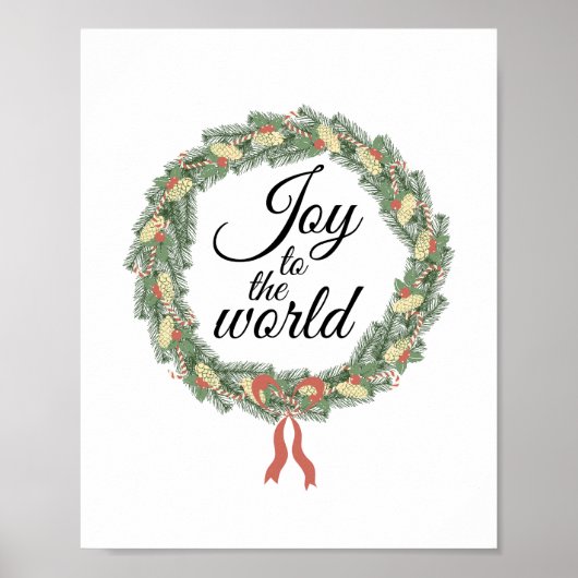 Joy to the World Kerstmis Wreath Poster (Voorkant)