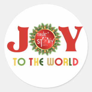 Joy to the World Kerstmis Wreath Ronde Sticker