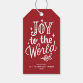 Joy to the World Lettering Red Christmas Cadeaulabel (Voorkant)