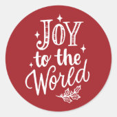 Joy to the World Lettering Red Christmas Ronde Sticker (Voorkant)