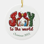 Joy to the World Manger Scene Christelijk Kerst Keramisch Ornament (Voorkant)