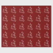 Joy to the World Maroon Gift Wrapping Paper Cadeaupapier (Vlak)