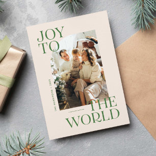Joy to the World Modern Type Kerstfoto Feestdagenkaart