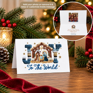 Joy to the World Nativity Scene Christmas Card Bedankkaart