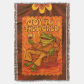 Joy to the World Psychedelic Frog with Wine Deken (Voorkant Verticaal)