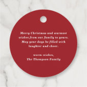 Joy to the World Rustic Red Christmas Bedankjes Labels (Achterkant)