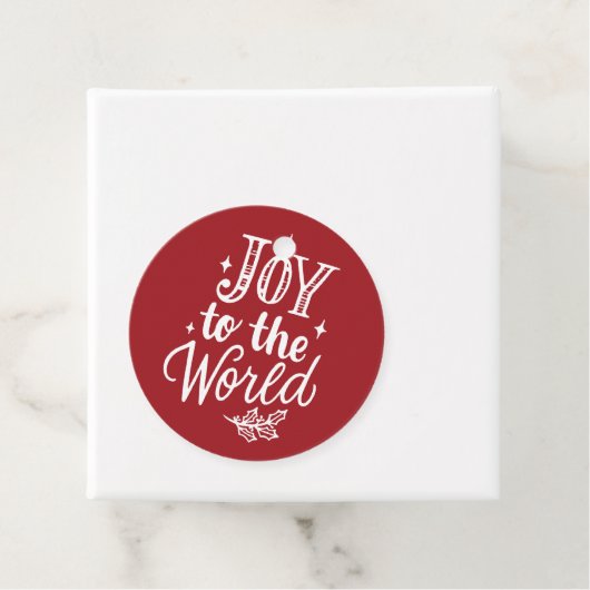 Joy to the World Rustic Red Christmas Bedankjes Labels (In situ)