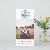 Joy to the World script Carte photo de Noël (Debout devant)