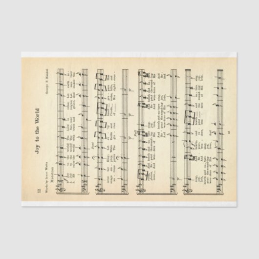 Joy To The World Sheet Music DW3 Decoupage Tissuepapier (Voorkant)