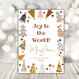 Joy to the world simple boho arbres Noël carte