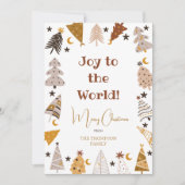 Joy to the world simple boho arbres Noël carte (Devant)