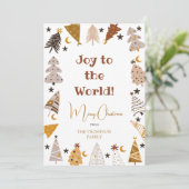 Joy to the world simple boho arbres Noël carte (Debout devant)