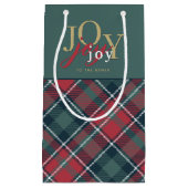 Joy to the World Typography Rustic Plaid Klein Cadeauzakje (Voorkant)