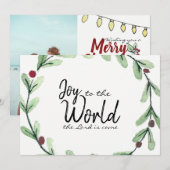 Joy to the World WreatPhoto kerstKaart (Voorkant / Achterkant)