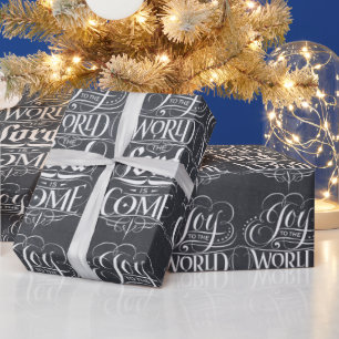 Joy to World Chalk Kerstkalligraphy Religieuze Cadeaupapier