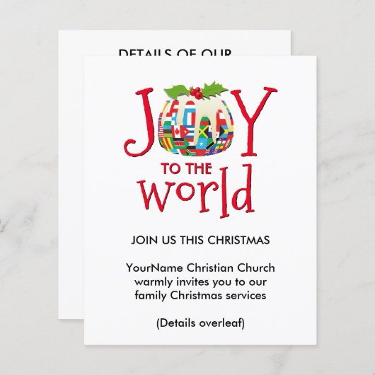 Joy to World Church - Uitnodiging voor kerstdagen (Voorkant / Achterkant)