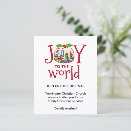 Joy to World Church - Uitnodiging voor kerstdagen (Staand voorkant)