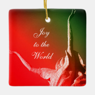 "Joy to World"/"De Heer is gekomen" Rode Angel Keramisch Ornament