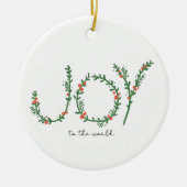 Joy to World KerstGreen Wreath & Berries Keramisch Ornament (Voorkant)