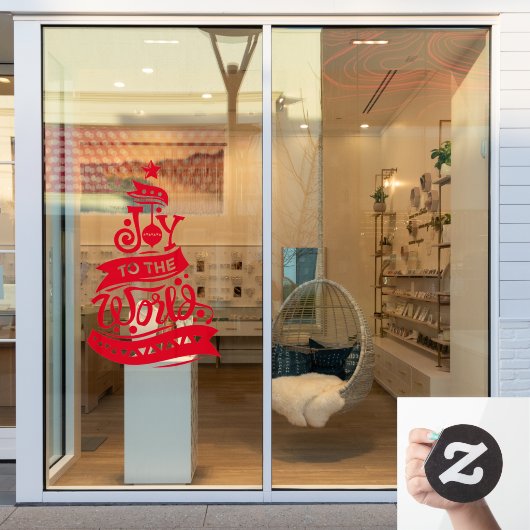 Joy to world Kersttypografie red Raamsticker (Winkelraam)