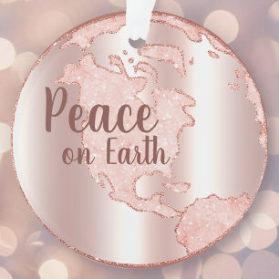 Joy to world Metallic Blush Pink Kerstmis Ornament