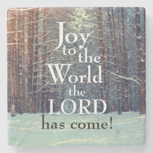 Joy to World the Lord heeft komaan, Winter Forest Stenen Onderzetter