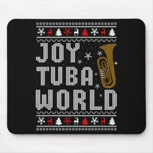 Joy Tuba World Funny Music Lover Ugly Christmas Sw Muismat (Voorkant)